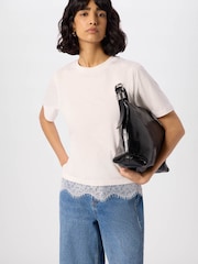 Whistles White Lace Trim Detail T-Shirt - Image 1 of 5