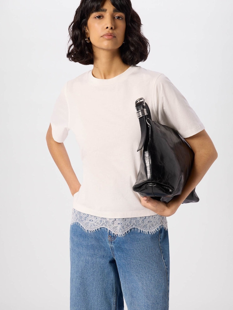 Whistles White Lace Trim Detail T-Shirt - Image 1 of 5