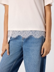 Whistles White Lace Trim Detail T-Shirt - Image 3 of 5