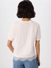 Whistles White Lace Trim Detail T-Shirt - Image 4 of 5