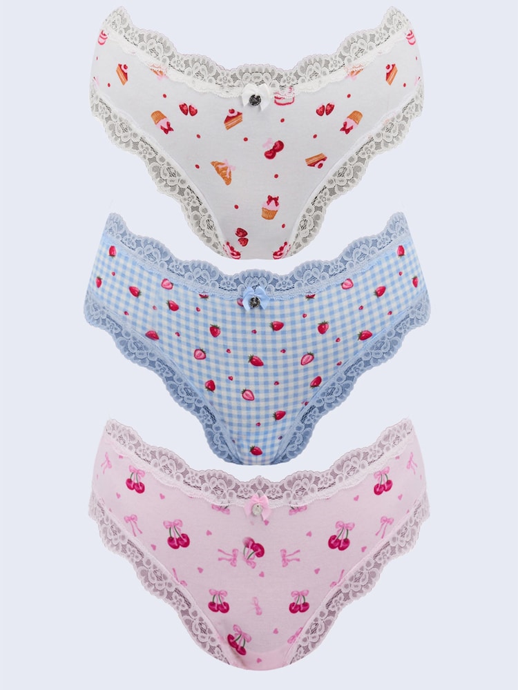 Boux Avenue Pink Tatiana Print Brazilian Knickers 3 Pack - Image 1 of 6 Boux Avenue Pink Tatiana Print Brazilian Knickers 3 Pack - Image 1 of 6