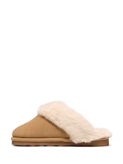 Clarks Brown Cherie Mule Fur Trim Slippers - Image 2 of 6