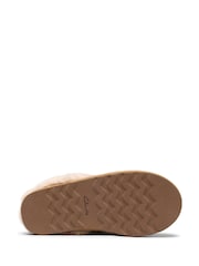 Clarks Brown Cherie Mule Fur Trim Slippers - Image 3 of 6