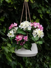Scottish Everlastings Ltd White Outdoor Faux Hanging Hydrangea in Pot - Image 1 of 3