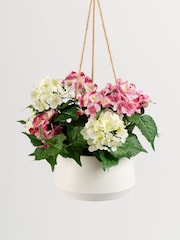 Scottish Everlastings Ltd White Outdoor Faux Hanging Hydrangea in Pot - Image 2 of 3