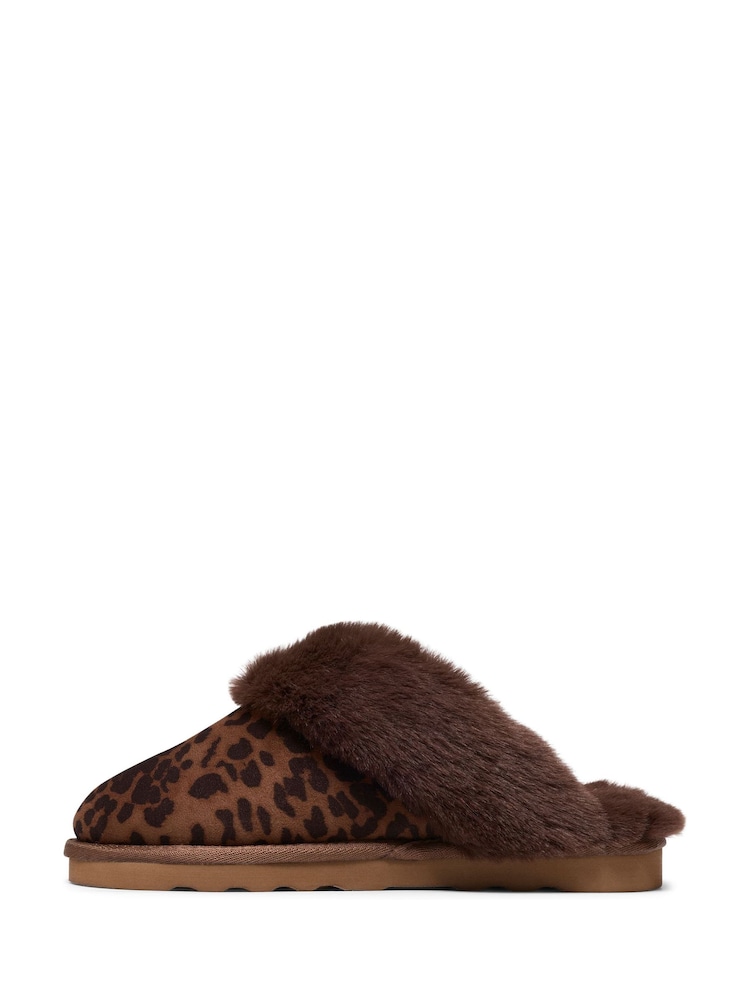 Clarks Leopard Cherie Mule Fur Trim Slippers - Image 2 of 6 Clarks Leopard Cherie Mule Fur Trim Slippers - Image 2 of 6