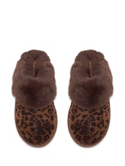 Clarks Leopard Cherie Mule Fur Trim Slippers - Image 4 of 6