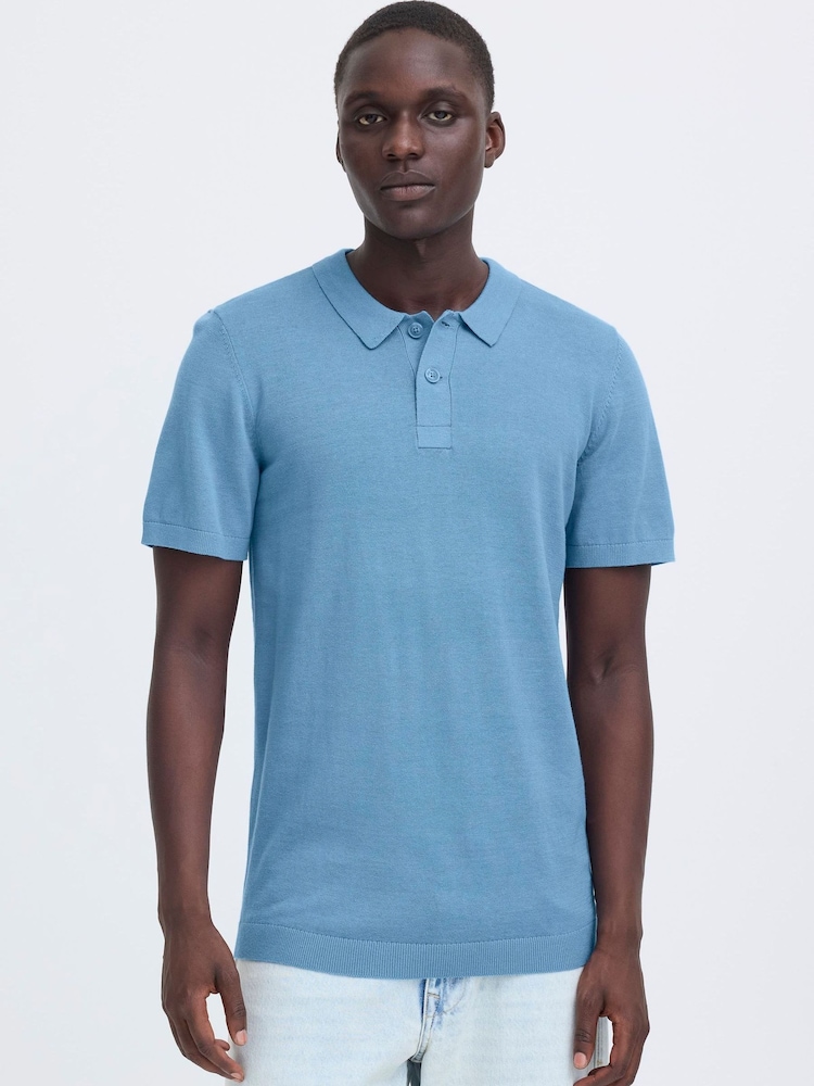 Blend Blue Bray Knit Polo Shirt - Image 1 of 8