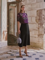 Love & Roses X V&A Purple Floral Embellished Blouse - Image 3 of 4
