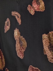 Love & Roses Navy Blue Animal Jacquard Lace Trim V-Neck Vest - Image 4 of 5
