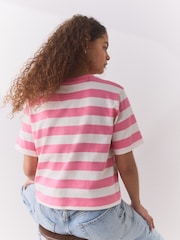 Pink Stripe Heavyweight Short Sleeve Crew Neck T-Shirt - Image 3 of 7