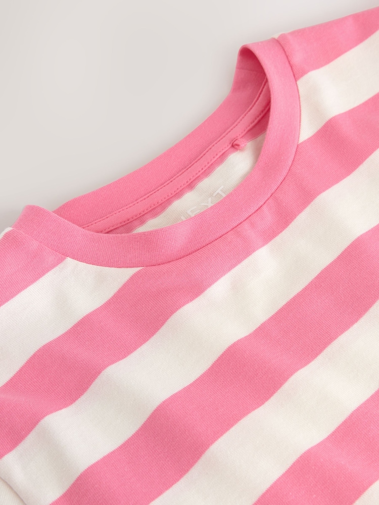 Pink Stripe Heavyweight Short Sleeve Crew Neck T-Shirt - Image 7 of 7