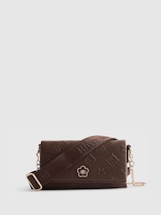River Island Brown Embossed Monogram Flapover Cross-Body Bag - Image 2 of 6