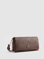 River Island Brown Embossed Monogram Flapover Cross-Body Bag - Image 4 of 6