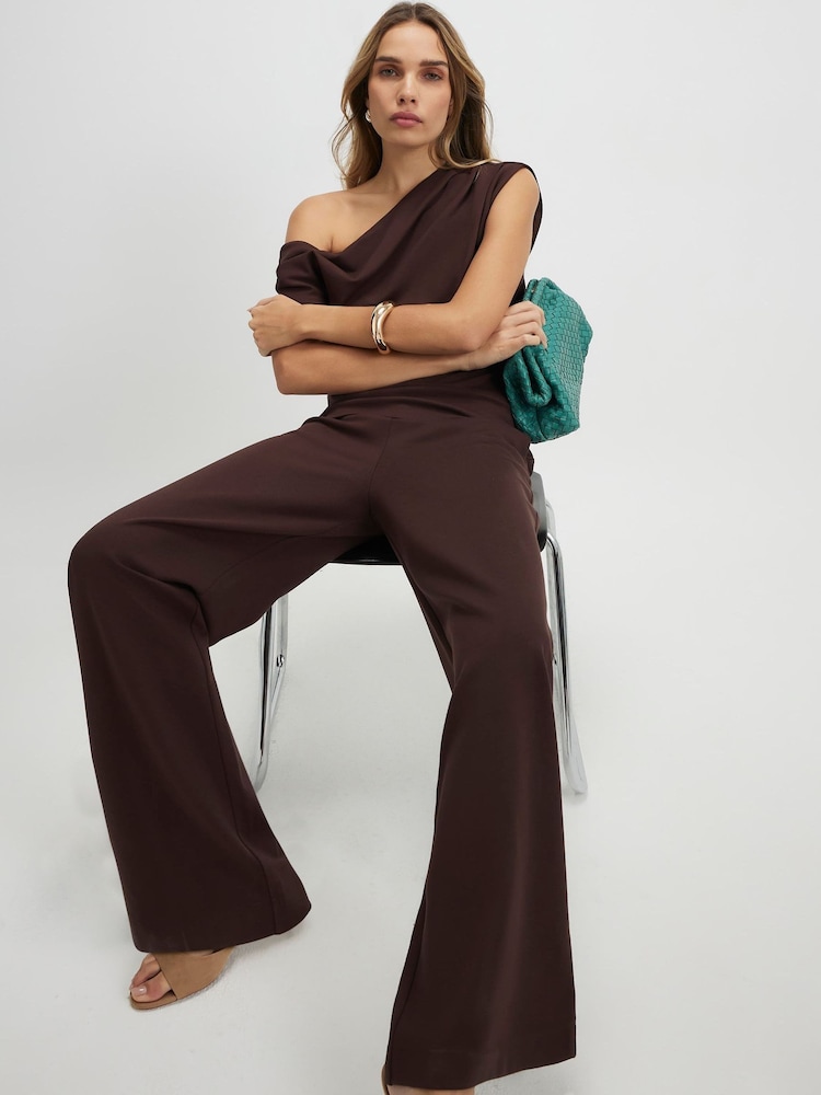 River Island Brown Ponte Wide Leg Trousers - Image 1 of 4