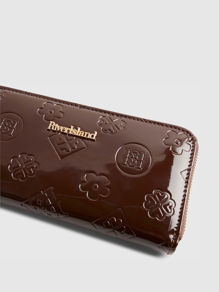 River Island Brown Embossed Monogram Purse - Image 5 of 5 River Island Brown Embossed Monogram Purse - Image 5 of 5
