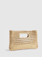 River Island Gold Woven Leather Clutch - Image 1 of 6