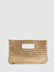 River Island Gold Woven Leather Clutch - Image 3 of 6