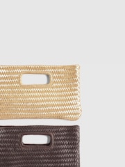River Island Gold Woven Leather Clutch - Image 5 of 6