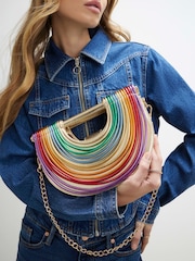 River Island Gold Rainbow Tube Grab Bag with Chain - Image 1 of 6