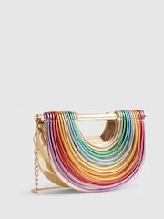 River Island Gold Rainbow Tube Grab Bag with Chain - Image 3 of 6