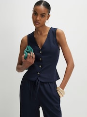 River Island Linen Blend Waistcoat - Imaginea 1 din 4