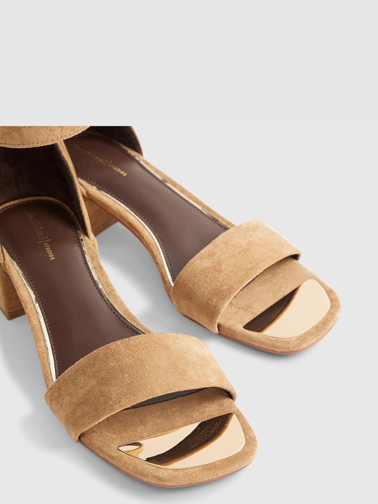 River Island Brown Suedette Low Block Heeled Sandals - Image 5 of 5