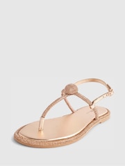 River Island Metallic Embellished Thong Sandals - Image 4 of 5