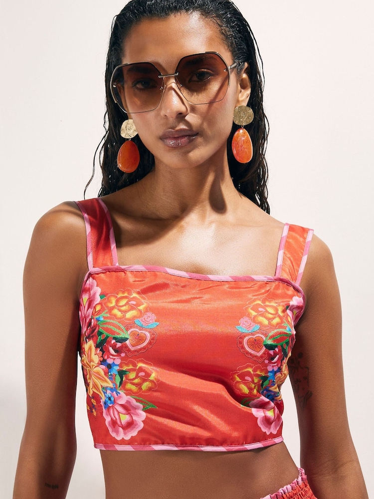 Укороченный топ с цветочной вышивкой River Island - Изображение 1 4