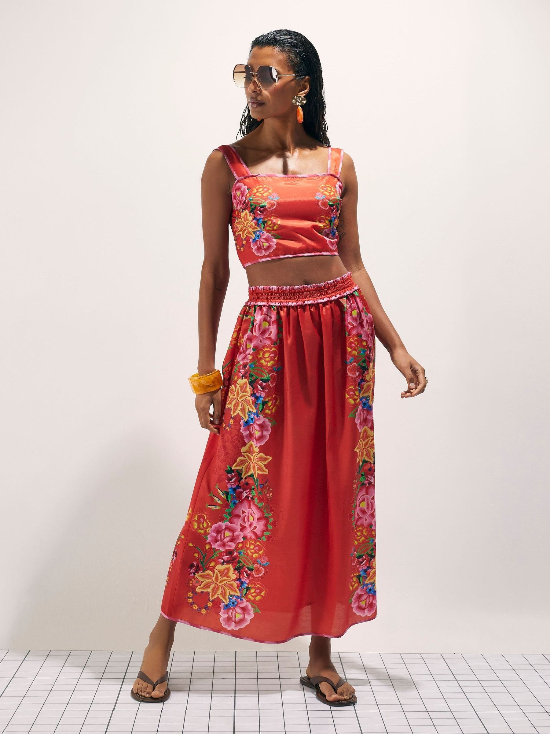 Buy River Island Red Floral Embroidered Crop Top from the Next UK
