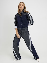 River Island Alto Rise Relaxed Straight Hybrid Stripe Jeans - Imagen 1 de 4