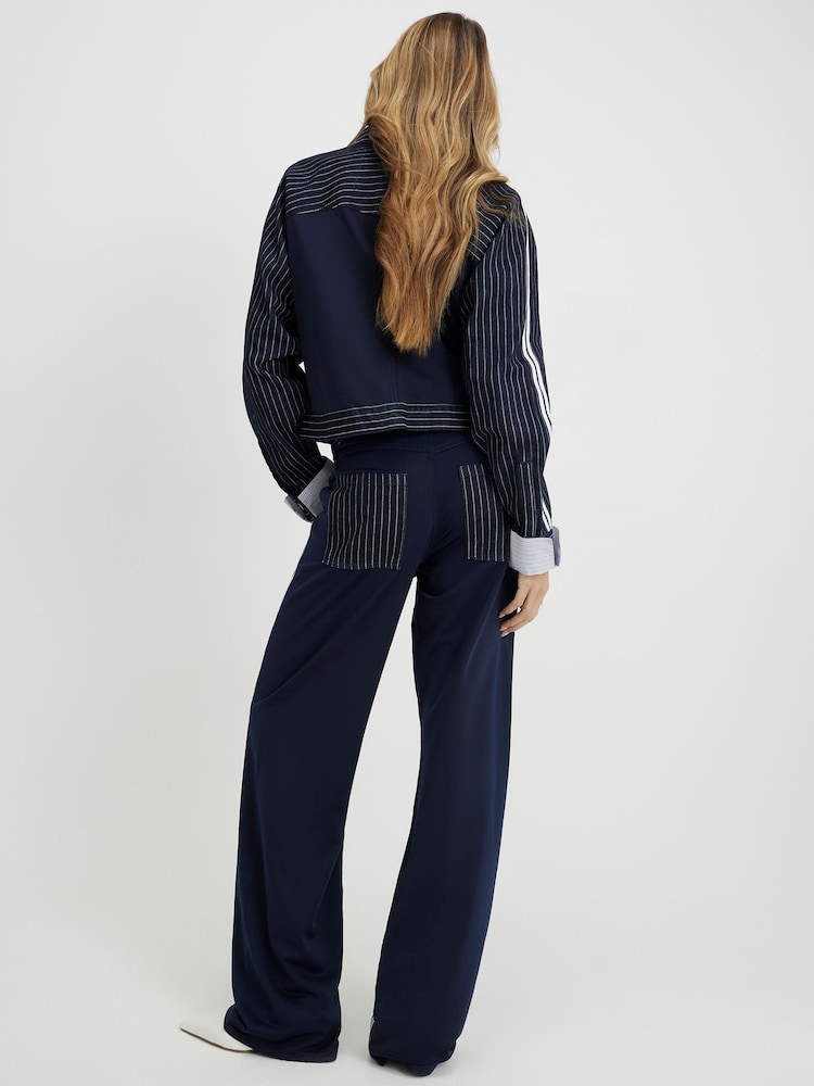 River Island Alto Rise Relaxed Straight Hybrid Stripe Jeans - Imagen 2 de 4
