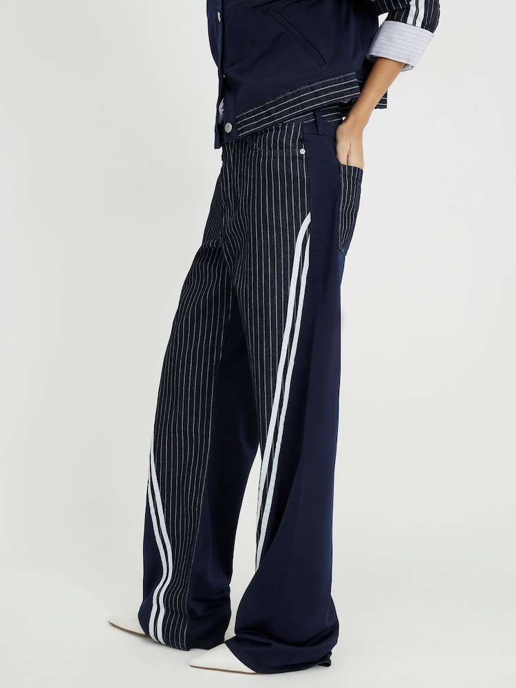 River Island Alto Rise Relaxed Straight Hybrid Stripe Jeans - Imagen 4 de 4
