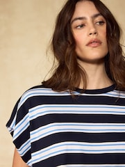 Blue Stripe Cap Sleeve TENCEL™ Modal Blend T-Shirt - Image 3 of 5