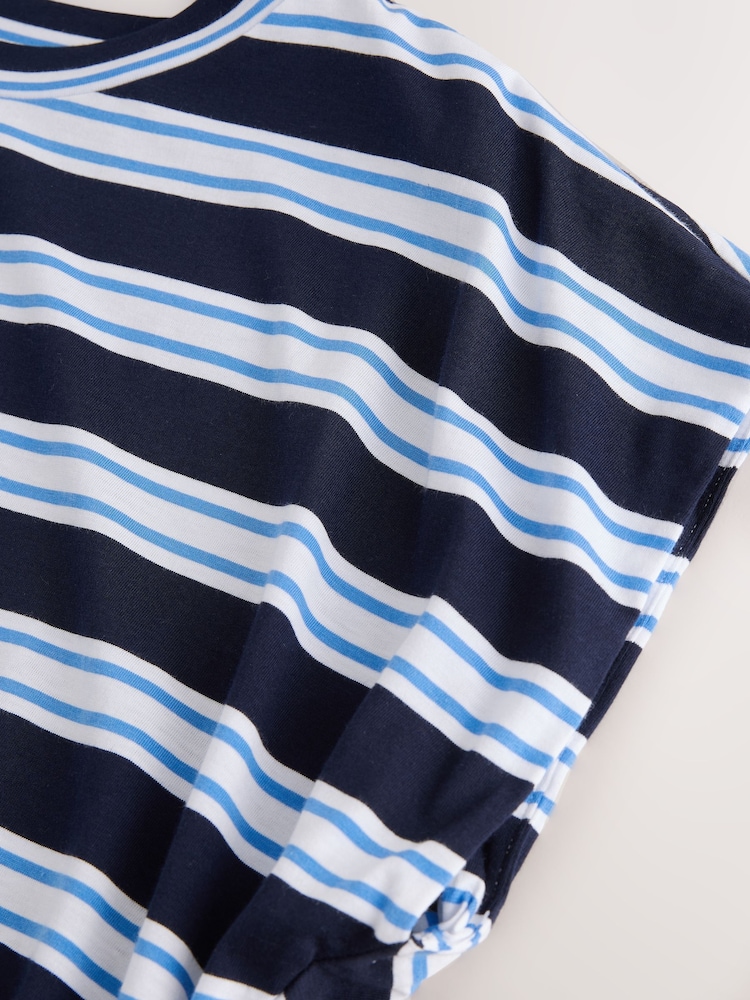 Blue Stripe - TENCEL™ Modal Blend T-Shirt na may Manggas na Pang-cap - Larawan 8 ng 8 Blue Stripe - TENCEL™ Modal Blend T-Shirt na may Manggas na Pang-cap - Larawan 8 ng 8