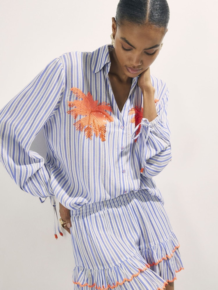 Рубашка в полоску с пальмовой вышивкой River Island - Изображение 1 4