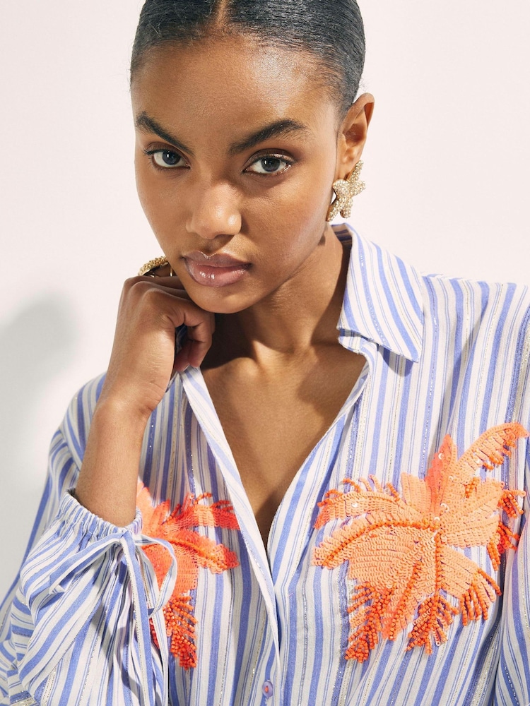 Рубашка в полоску с пальмовой вышивкой River Island - Изображение 2 4