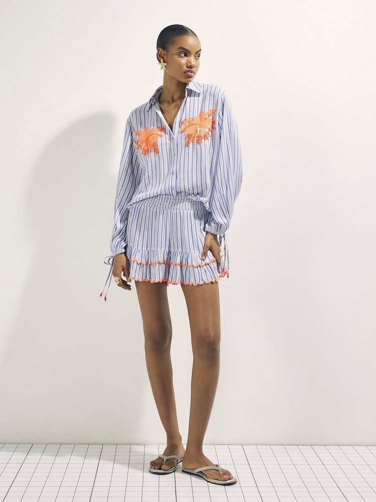 Рубашка в полоску с пальмовой вышивкой River Island - Изображение 4 4