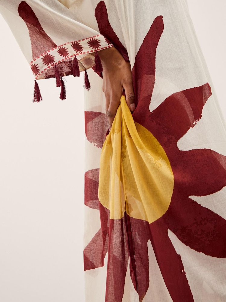 Monsoon Natural Anissa Sun Print Midi Kaftan - Image 3 of 3 Monsoon Natural Anissa Sun Print Midi Kaftan - Image 3 of 3