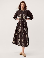 Monsoon Eloise Floral Embroidered Midi Dress - Image 1 of 6