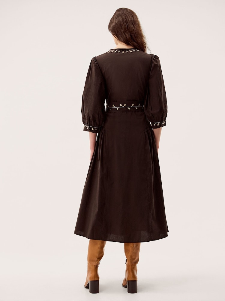 Monsoon Eloise Floral Embroidered Midi Dress - Image 2 of 6