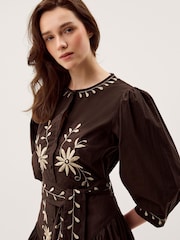 Monsoon Eloise Floral Embroidered Midi Dress - Image 4 of 6