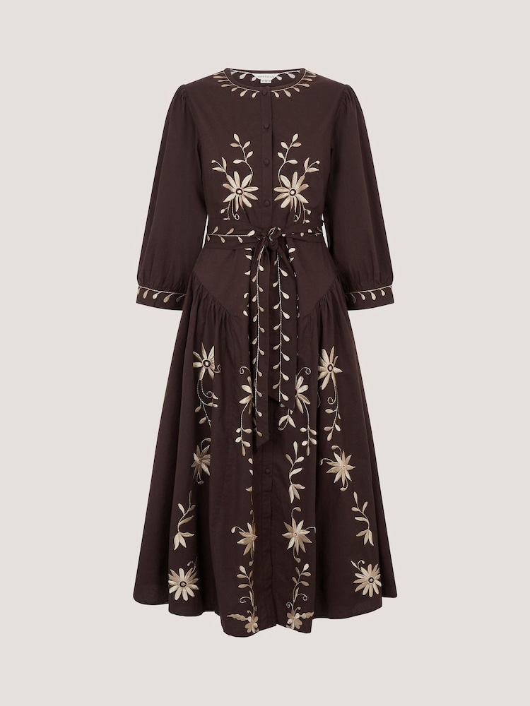 Monsoon Eloise Floral Embroidered Midi Dress - Image 6 of 6