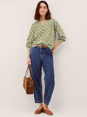 Monsoon Green Kalani Geometric Jersey Blouse - Image 4 of 5