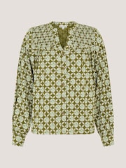 Monsoon Green Kalani Geometric Jersey Blouse - Image 5 of 5