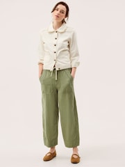 Monsoon Green Megan Cropped Barrel Trousers - Image 4 of 6