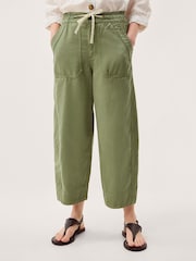 Monsoon Green Megan Cropped Barrel Trousers - Image 5 of 6