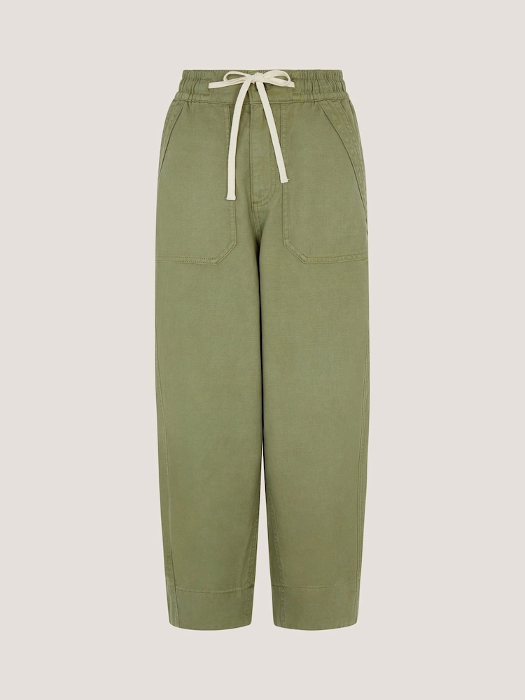 Monsoon Green Megan Cropped Barrel Trousers - Image 6 of 6