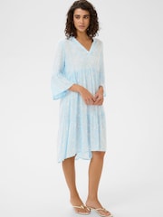 Kaffe Blue KAellen Tiered V-Neck Tunic Dress - Image 1 of 6