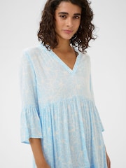 Kaffe Blue KAellen Tiered V-Neck Tunic Dress - Image 4 of 6